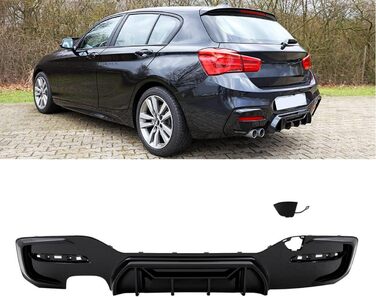 Дифузор чорний глянець 2-трубні ланки, сумісний з BMW 1 Series F20 F21 LCI M-Package з 2015 року, 19008 Sport Competition Performance