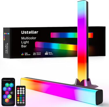 Світлова панель Ustellar RGB, світлодіодна панель для синхронізації музики RGB IC, ембієнтна лампа з живленням від USB, підсвічування ігрового телевізора зі зміною кольору з пультом дистанційного керування, 8 динамічних режимів для оформлення ігрової кімн