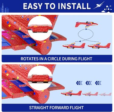 Пакети іграшкових літаків, 12,6-дюймова світлодіодна пінопластова катапульта для планерів, 2 режими польоту, літати, 3 4 5 6 7 8-12 років хлопчики дівчатка подарунки на день народження (синій), 3