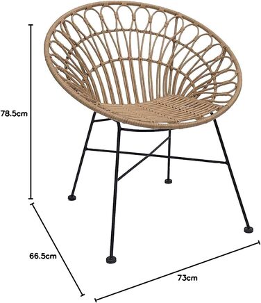 Вінтажний будинок Садове крісло Hacienda Rattan Natural Peacock в/на відкритому повітрі Твердий металевий каркас