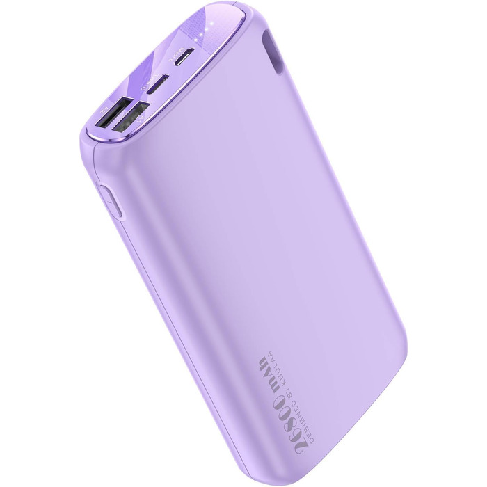 Зовнішній акумулятор для мобільного телефону Kuulaa Powerbank 26800mAh, Power Bank Macaroon Color Dual Output Portable Charger Зовнішній акумулятор, сумісний з iPhone 16 15 14 13 12 Pro Max Samsung iPad Huawei, фіолетовий