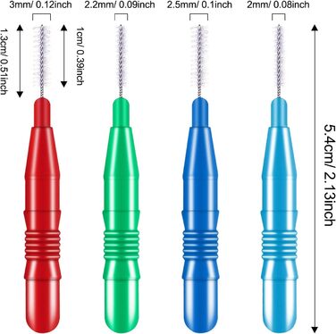 Міжзубна щітка Зубочистка Міжзубні щітки Головка Гігієна порожнини рота Зубні щітки Зубочистка Чистка зубів Інструмент для чищення зубів, червоний, синій, зелений, світло-синій, 100 шт.