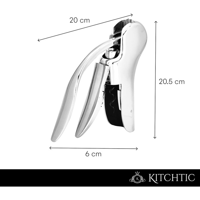 Відкривачка для винних пляшок - нержавіюча сталь - лише 3 секунди при швидкому русі вгору і вниз - ніж офіціанта - вкл. різак для фольги - срібло