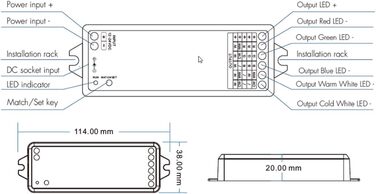 Бездротовий контролер TUYA 5in1 SC/CCT/RGB/RGB-WW/RGB-CCT 12-24V для затемнення, WiFi 2.4G (контролер 5в1) - підходить для розумного будинку