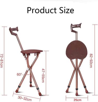 Крісло з палицею для літніх людей, багатофункціональні милиці, інтелектуальна система складання на трьох ногах, портативна палиця для ходьби для літніх людей, трекінгова палиця, табурет трикутний, цікаво, Safehappy