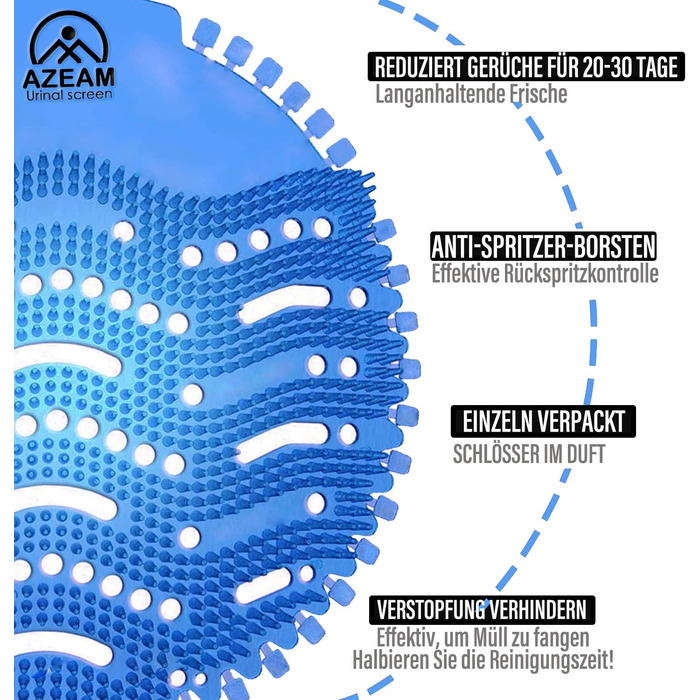 Ситечко для пісуарів 10 шт. з ароматизованою вставкою для пісуара 30 днів Ефект свіжості Ситечко для пісуара Захист від бризок Освіжувач повітря кожен пісуар і пісуар Одноразові рукавички Килимок для унітазу для пісуара (блакитний/морська свіжість) 10 шт.