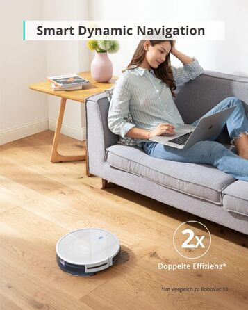 Робот-пилосос eufy з функцією прибирання, RoboVac G10 Hybrid, Smart Dynamic Navigation, 2-в-1 пилосос і робот-пилосос, потужність всмоктування 2000 Па, самозарядка, ідеально підходить для твердих підлог (білий)