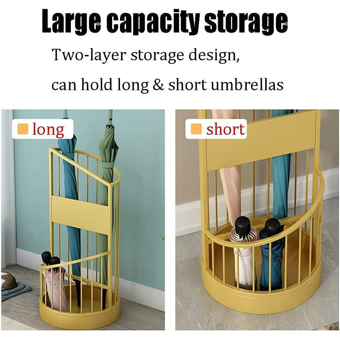 Тримач для парасольки Підставка для парасольки Тримач для парасольки 2 яруси Металева підставка для парасольок Вхідна зона Відро для парасольки Стійка для зберігання парасольки для сімейного бізнесу Готель Офісна підставка для парасольок (Колір Чорний, 30