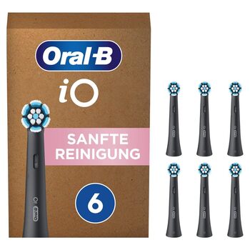 Щітки для делікатного чищення Oral-B iO для електричної зубної щітки, 6 шт. , дбайливе чищення зубів, насадка-щітка для зубних щіток Oral-B iO, упаковка, сумісна з поштовою скринькою, чорна