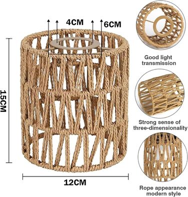 Абажур Boho, абажур з ротанга Retro, абажур для настільної лампи, абажур торшер, абажур в стилі бохо для вітальні спальні оформлення будинку, 2 шт.