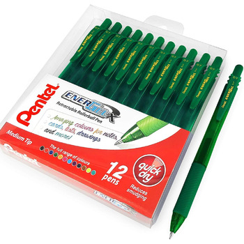 Ручка для роликів Pentel Energel X BL107, висувна, 0,7 мм, зелена, в упаковці 12 шт.