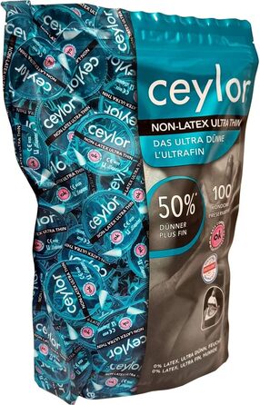 Ультратонкі презервативи Ceylor Non-Latex 100 для алергіків, гіпоалергенні та без запаху, оптова упаковка, упаковані в гігієнічний Dsli, легко відкриваються, преміум якості