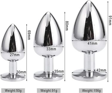 Набір анальних пробок Greenpinecone Small Medium, Big Metal, Анальна анальна анальна пробка, Crystal Diamond White