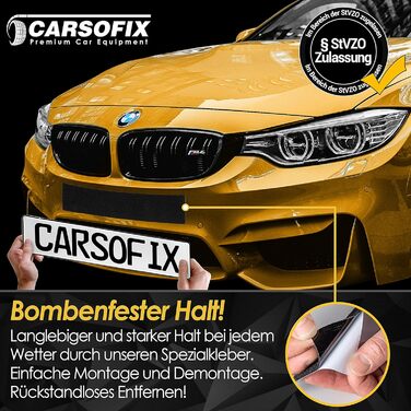 Тримач номерного знака CARSOFIX безрамковий з бомбонепроникним тримачем - Тримач номерного знака для кожного автомобіля - Невидимий тримач номерного знака на липучці - надзвичайно міцний і стійкий до погодних умов