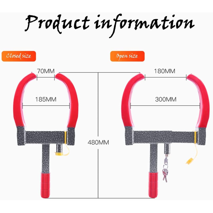 Блокування автомобільного колеса, Міцний захисний затискач колеса, Кіготь колеса, Паркувальний кіготь, Блокування колеса автомобіля, Протиугін, Блокування колеса човна, Причіп, Підходить для автомобілів, Ca, Причіп, Фургон