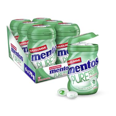 Жувальна гумка Mentos Pure Fresh Spearmint, 6 коробок жувальних гумок без цукру з м'ятним смаком і рідким наповнювачем, мультиупаковка (6 x 70 г) Pure Fresh Spearmint 35 шт. (6 упаковок)