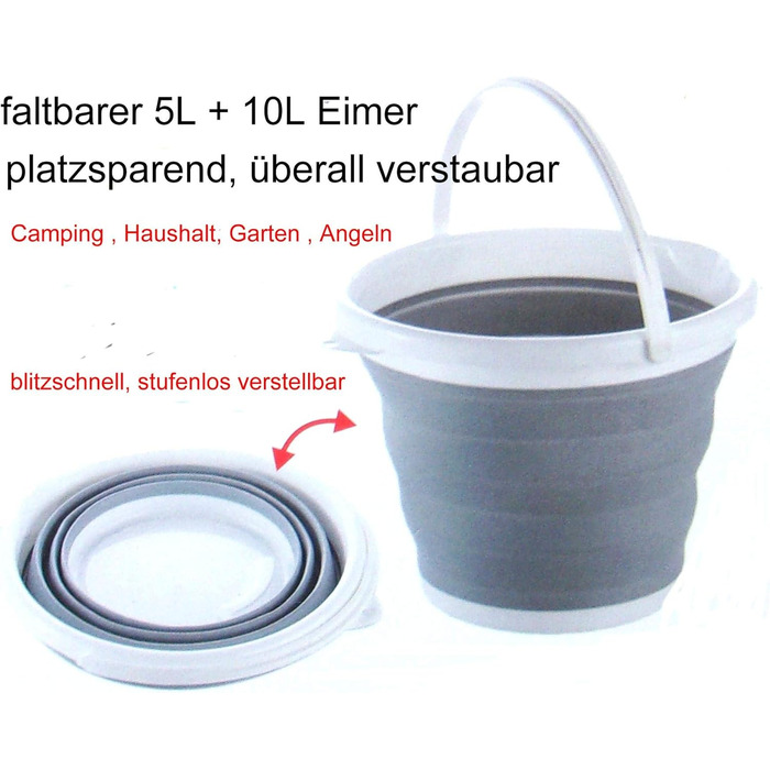 Складане відро 5 л 10 л Побутове відро для дому, автомобіля, кемпінгу, хобі завжди під рукою.
