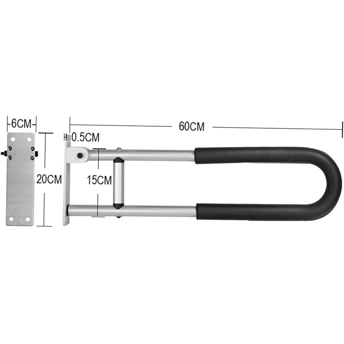 Поручні для душу для людей з обмеженими можливостями, відкидні, прості в установці поручні для душу з потовщеною основою для унітазу (YC1215B)