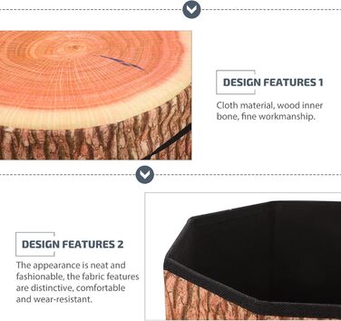 Пуфи для зберігання TOPBATHY Creative Tree Stump Коробка для одягу, Скрині, Складаний табурет з кришкою, Поролонова подушка, 30 х 30 х 30 см, Розбірна скриня для сидіння