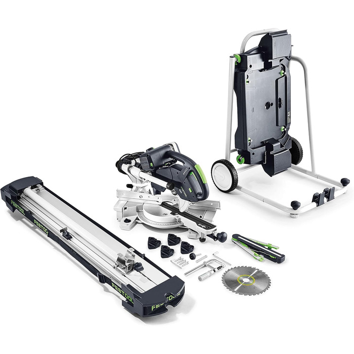 Поперечна пила Festool KS 60 E-UG-Set/XL KAPEX (з пиляльним диском WOOD UNIVERSAL, гвинтовим затискачем, світлодіодним підсвічуванням, кутовим скосом, піднесенням, шестигранним ключем, опорною рамою, поперечним захисним кожухом)