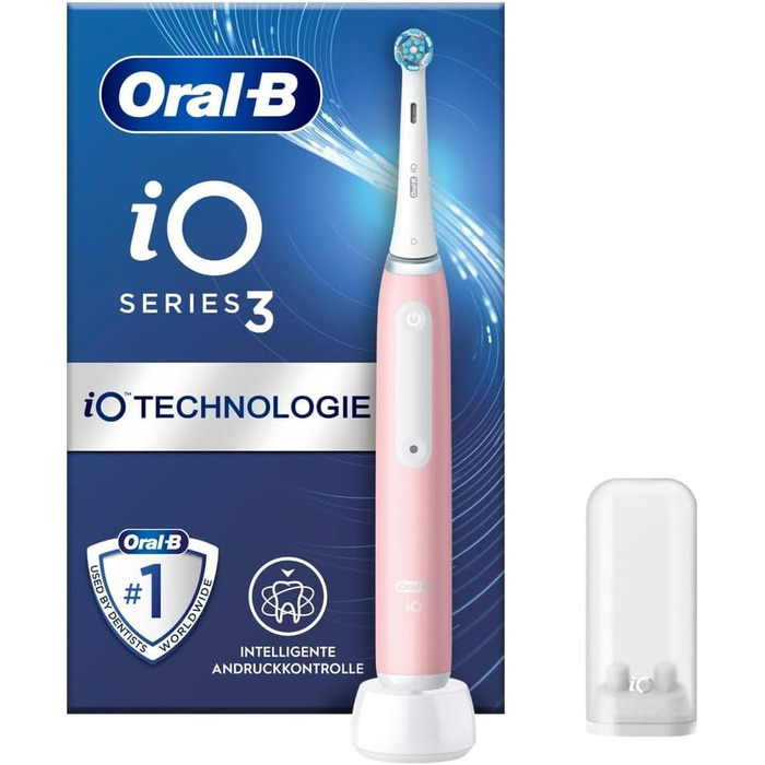 Електрична зубна щітка Oral-B iO 3N, рожева, кругла щітка, м'які мікровібрації, 3 режими чищення, 1 зарядний пристрій, 1 тримач щітки, акумуляторна