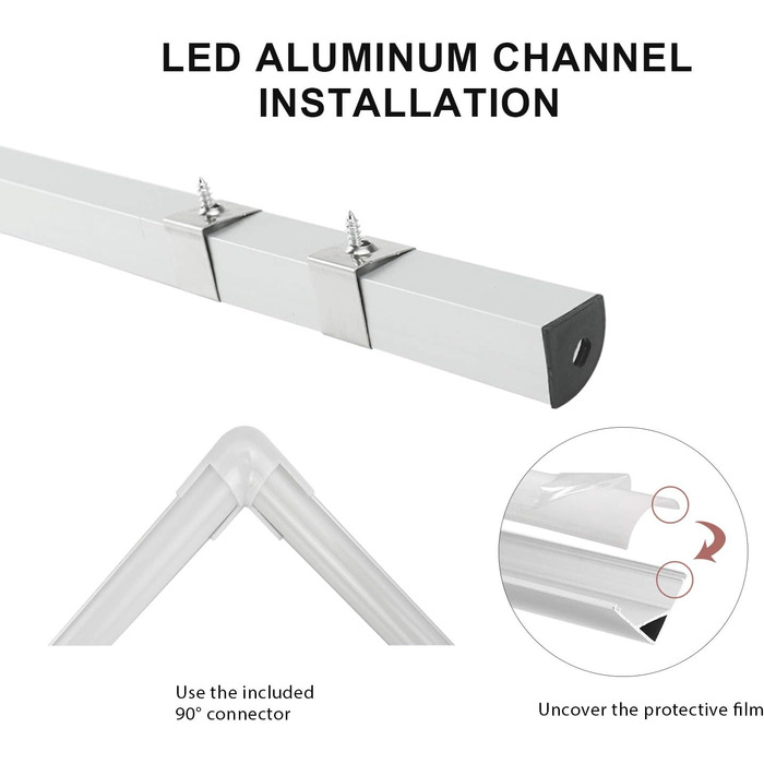 Світлодіодний алюмінієвий профіль SENXINGYAN 1 м, 12 упаковок V-подібний світлодіодний профіль/світлодіодні канали з молочно-білою кришкою, світлодіодні дифузори з торцевими кришками, монтажними кліпсами та кутовими роз'ємами молочний V-подібний 12 шт.