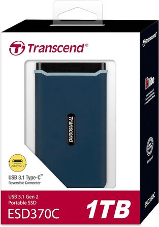 Надвисокошвидкісний 1 ТБ портативний, легкий, зовнішній SSD (HDD) USB Type-C/A, передача даних (до 1050/950 МБ/с) розширення пам'яті для настільних ПК, ноутбуків, ноутбуків, PS4, Xbox синій, 1TESD370C