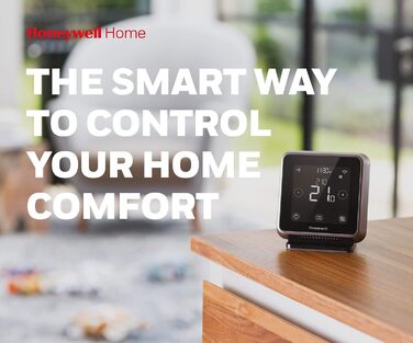 Бездротовий інтелектуальний термостат Honeywell Home T6 - чорний - сенсорний екран керування опаленням із геозонуванням, Alexa, Apple і Google - 868 МГц - просте встановлення та налаштування програми для комбінованих котлів