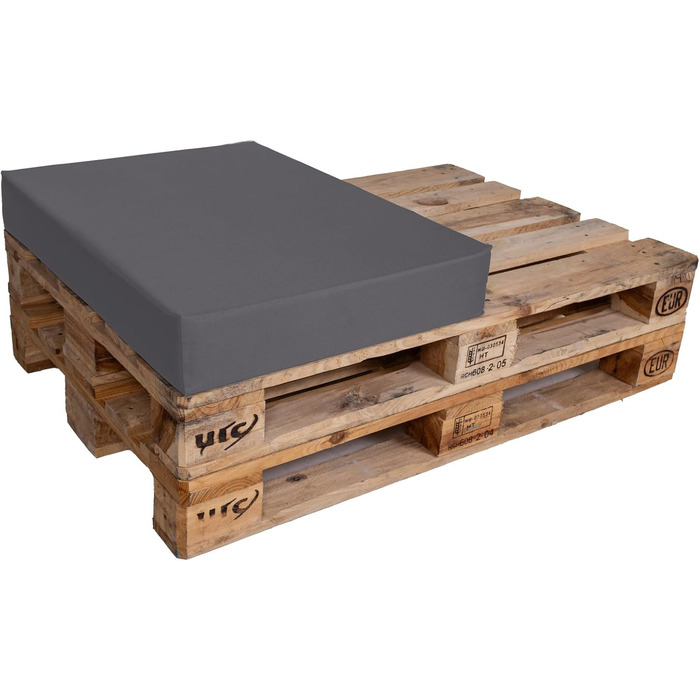 Подушка TexDeko Half Pallet 60x80x12 см Подушка для відпочинку Водовідштовхувальна подушка з піддонів, що миється, виготовлена в ЄС (сіра) Висота оббивки 12 см Сірий