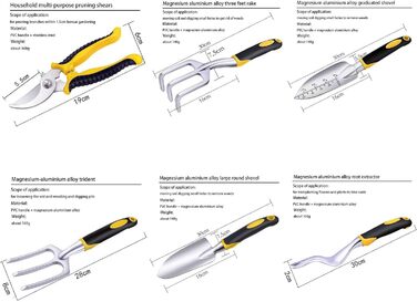 Набір садових інструментів із 6 предметів, садовий ручний інструмент, ергономічний алюмінієвий сплав, міцний практичний подарунок для жінок і чоловіків