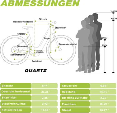 Дюймовий електронний велосипед DERUIZ Quartz & Marble з 644-ватним акумулятором Rh 45 см 250 Вт 55 Нм задній двигун Трекінговий / міський педель для жінок та чоловіків максимум 150 км електричний велосипед QUARTZ Сірий, 28-