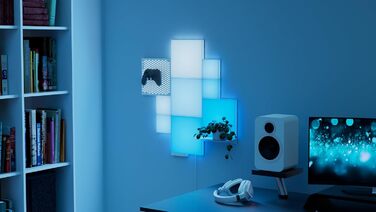 Стартовий комплект Nanoleaf Blocks Комбінація з 10 комплектів, настінні світильники зі зміною кольору RGBW, світлові панелі та полиця, стиль Pixel Art, програма та голосове керування (сумісність із Alexa, Apple і Google Home), декорування та ігри