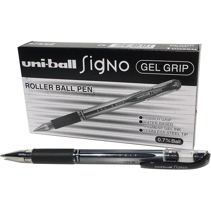 Мм Наконечник 0,5 мм Ширина ходу 12 шт. Чорний Чорний Гель, 151S SigNo Gel Rollerball Comfort Grip 0,7