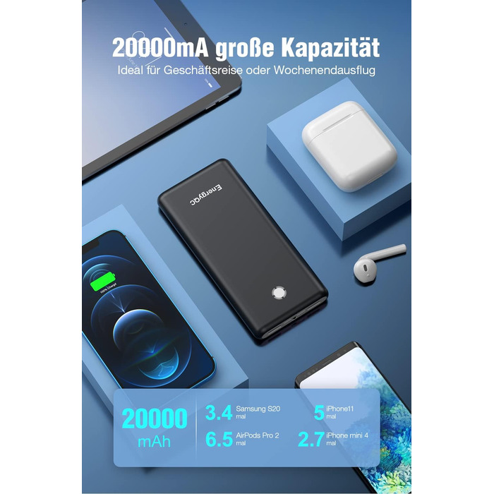 Powerbank Pilot X7 20000mAh, 18W, чорний