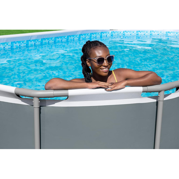 Басейн Bestway Power Steel Frame Pool Complete with Filter Pump 488 x 305 x 107 см, сірий, овальний