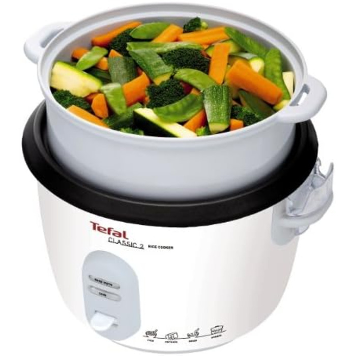 Рисоварка Tefal RK1011 Попередньо встановлені програми приготування Ємність 10 чашок (1,8 л) Ручні налаштування Ідеальне приготування рису Кошик для пароварки в комплекті 700 Вт