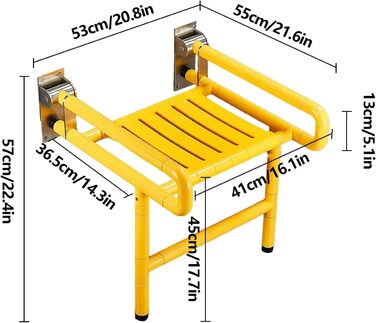 Поручні для людей похилого віку, Поручні для ванни та душу, Складні поручні для ванної кімнати з поручнями, Поручні з нержавіючої сталі (Жовтий)