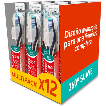 Зубна щітка глибокого чищення Colgate 360 - М'яка щетина - Сімейний пакет - 12 зубних щіток