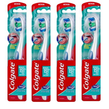 Зубна щітка Colgate 360 Whole Mouth Clean з очищувачем язика MEDIUM, 4 шт.