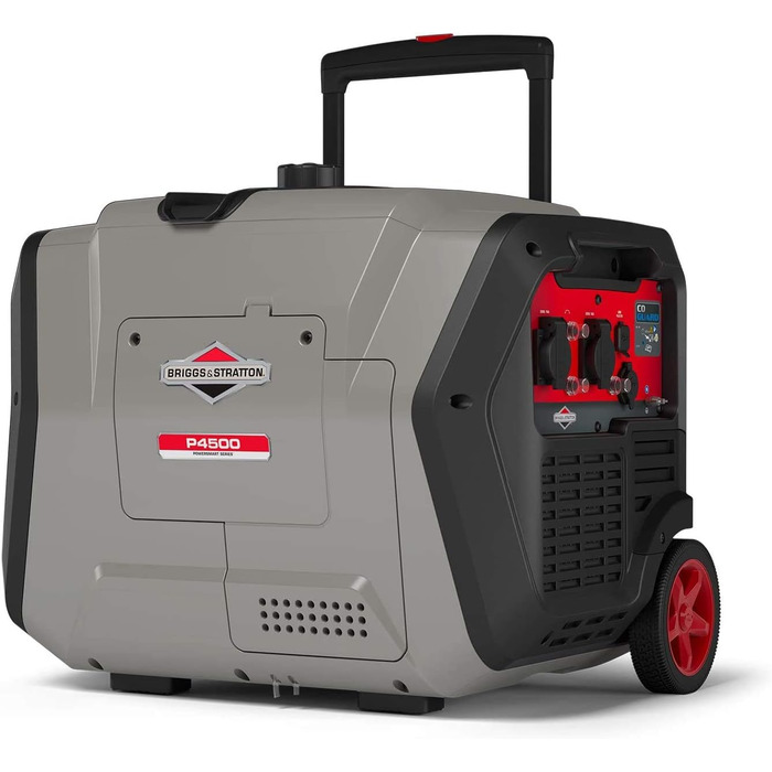 Бензиновий інверторний генератор-генератор Briggs & Stratton 030806 PowerSmart P4500 з чистою потужністю 4500 Вт/3700 Вт, надзвичайно тихий і легкий, Вт, 230 В, чорний, сірий P4500 одинарний