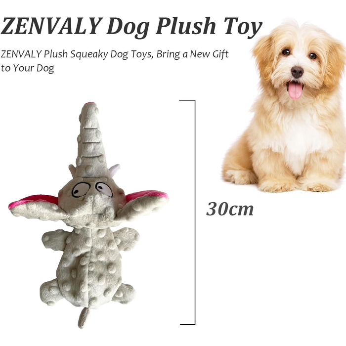 Для собак, Squeaky Toys, Іграшки для собак без наповнення, Plush Toy Dog Plush Safe Chew Toy for Puppies Small Medium Dogs, Elephant Gray