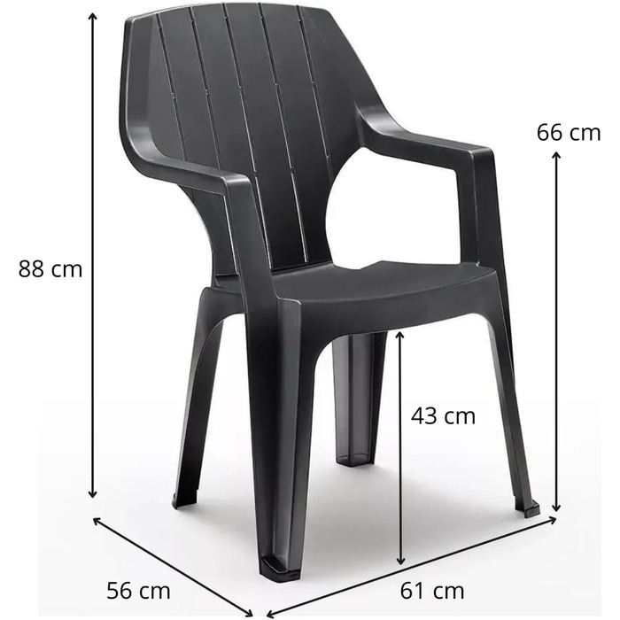Штабельовані пластикові садові стільці - Пластиковий стілець для активного відпочинку в дерев'яному стилі (Anthracite New)
