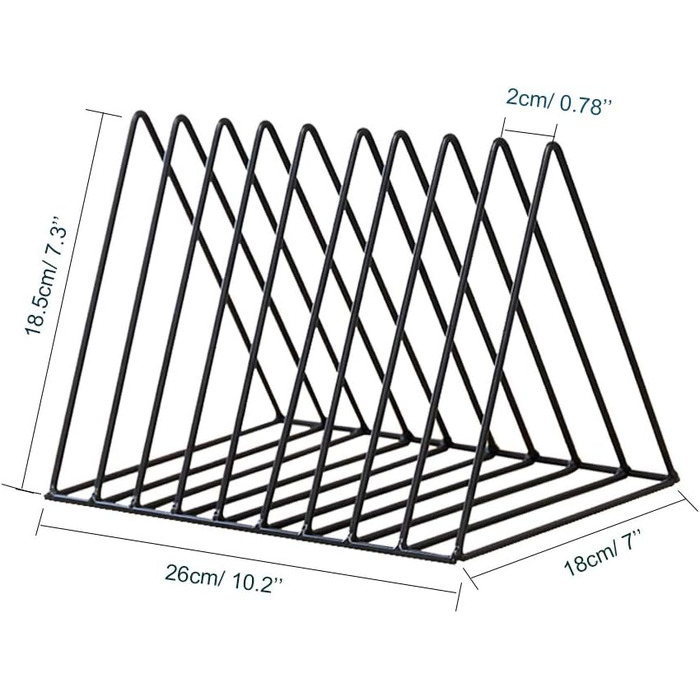 Стійка для журналів Сучасний тримач журналів Стійка для журналів Книжкова полиця Колекціонер журналів, підставка для книг на 9 слотів, металева організаційна стійка для школи, офісу, дому (чорна), 2 Pack