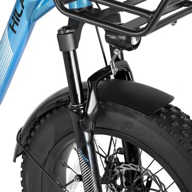 Дюймовий Fat Tire Cargo E-Bike для жінок та чоловіків, потужний електровелосипед з двигуном 48В та акумулятором 15Аг, 7 передач, легка алюмінієва рама з підвісною вилкою, багажник синього кольору., 20-