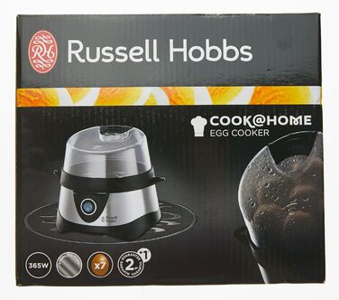 Яйцеварка Russell Hobbs переможець тесту, 1-7 варених або 3 яйця на пару до точки Нержавіюча сталь (включаючи вставку для пароварки, автоматичне вимкнення, сигнальний сигнал, без бісфенолу А, мірний стакан) 14048-56