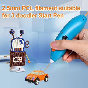 Заправка для ручки 3D Doodler у 22 кольорах для 3 ручок Doodler Start 3D, нитка PCL із низькою температурою друку, 3 упаковки заправки Doodler Start, 15 см x 110 шт.