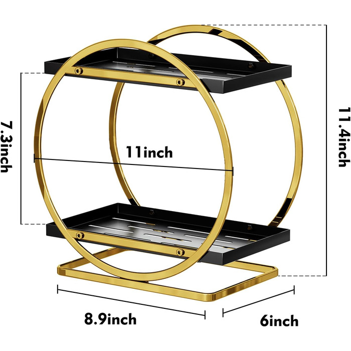 Органайзер для парфумів YGJT для комода, 2 яруси, органайзер для ванної кімнати, органайзер для макіяжу, стільниця для туалетного столика, органайзер для догляду за шкірою, тримач для парфумів, піднос, полиця для косметичної вітрини, золото