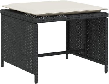 Садове крісло з підніжкою Чорний Poly Rattan Black and Cream