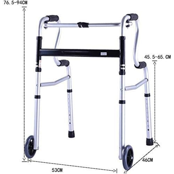 Допоміжний засіб для ходьби на інвалідному візку, допоміжний засіб для ходьби для людей похилого віку, допоміжний засіб для ходьби з підлокітником з алюмінієвого сплаву, 8-швидкісне регулювання висоти, підходить для людей з обмеженими можливостями рухливо