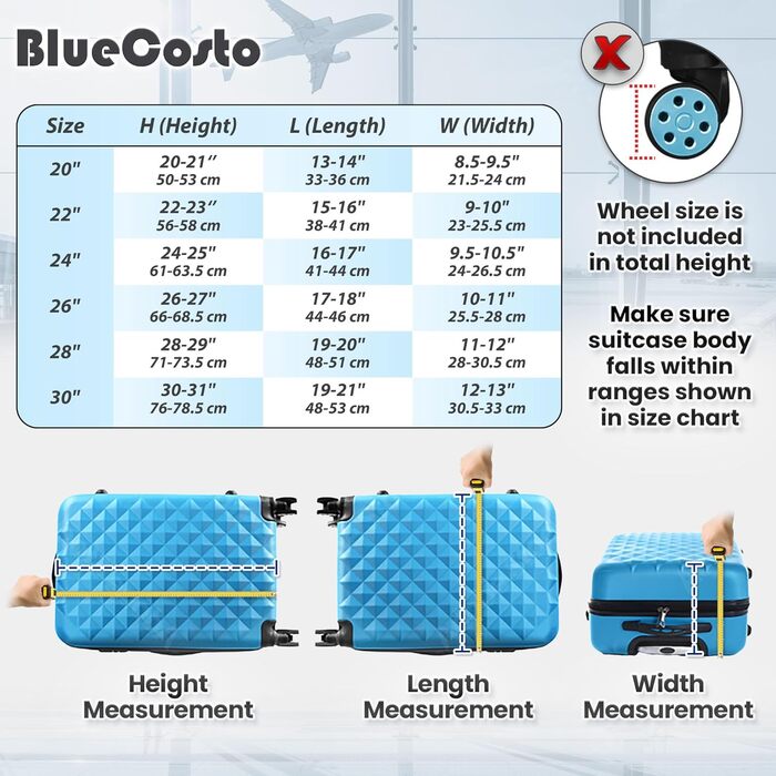 Чохол для валіз BlueCosto - 28 дюймів / 71 см, прозорий ПВХ захист для валіз розміром 71-73,5 см - дорожні аксесуари преміум-класу для захисту багажу для валіз 28-29 дюймів